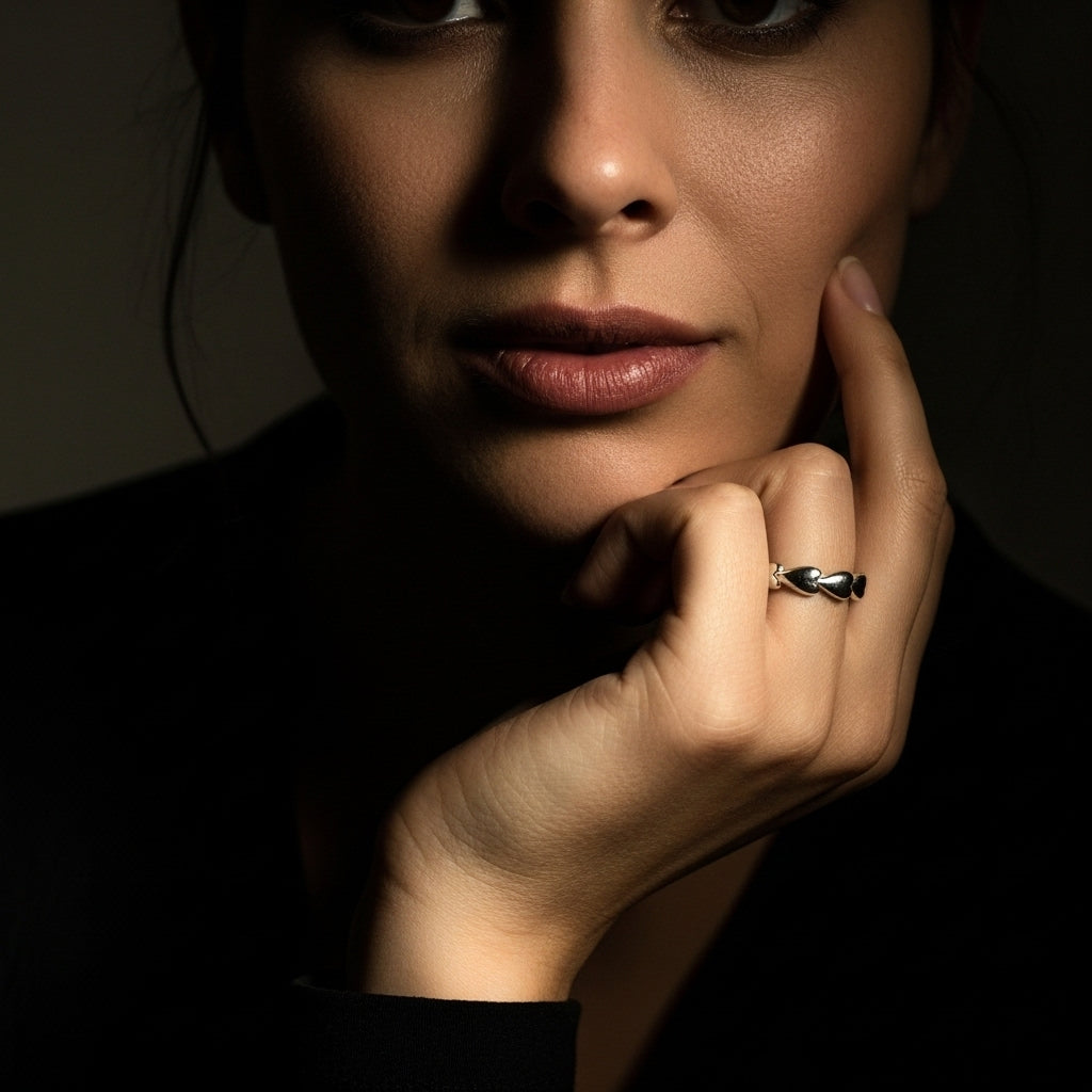 Silver Heart Chain Ring