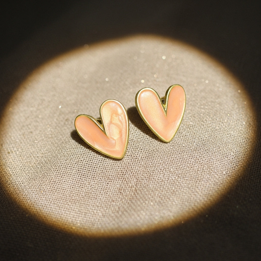 Blush Heart Studs