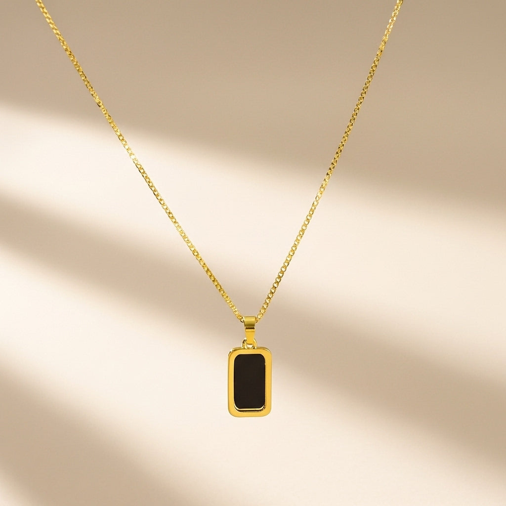 Black Onyx Rectangle Necklace