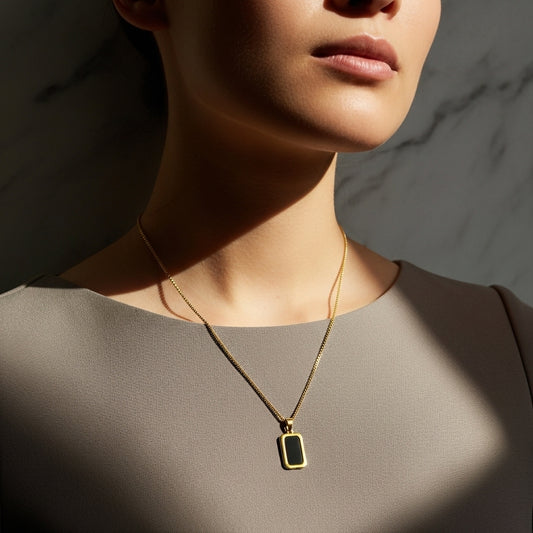 Black Onyx Rectangle Necklace