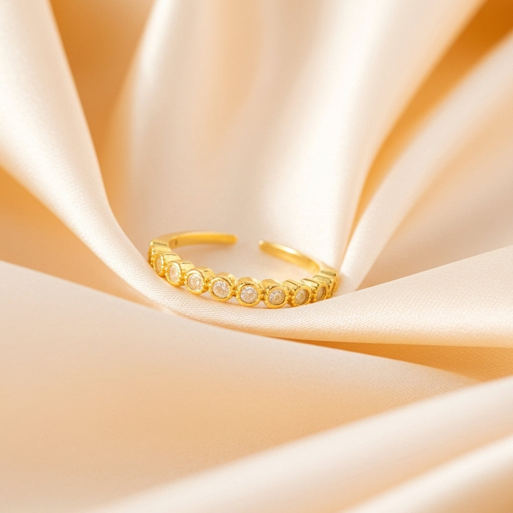 Gold Crystal Chain Ring