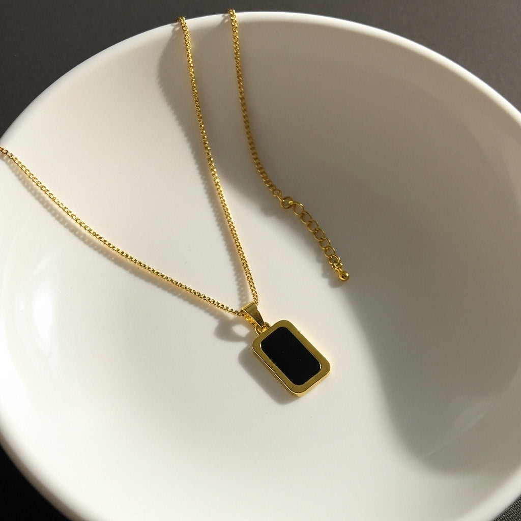 Black Onyx Rectangle Necklace