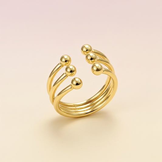 Gold Triple Ball Ring