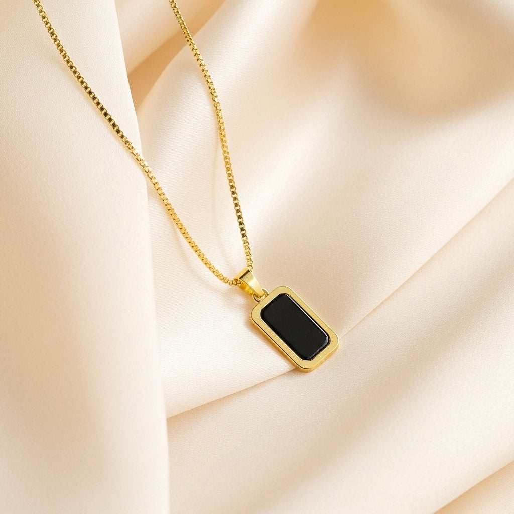 Black Onyx Rectangle Necklace