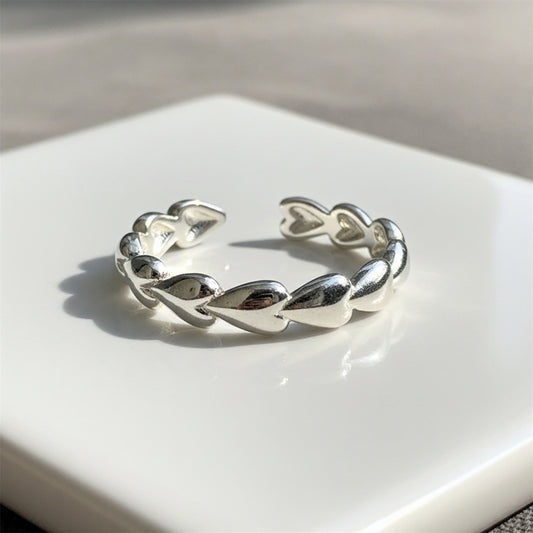 Silver Heart Chain Ring