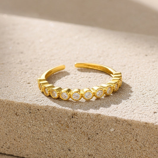 Gold Crystal Chain Ring