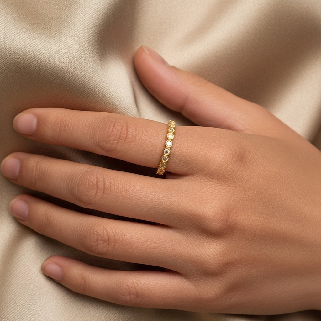 Gold Crystal Chain Ring