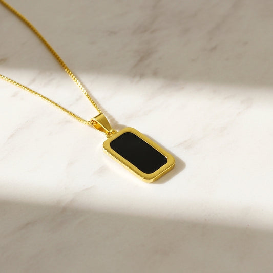 Black Onyx Rectangle Necklace