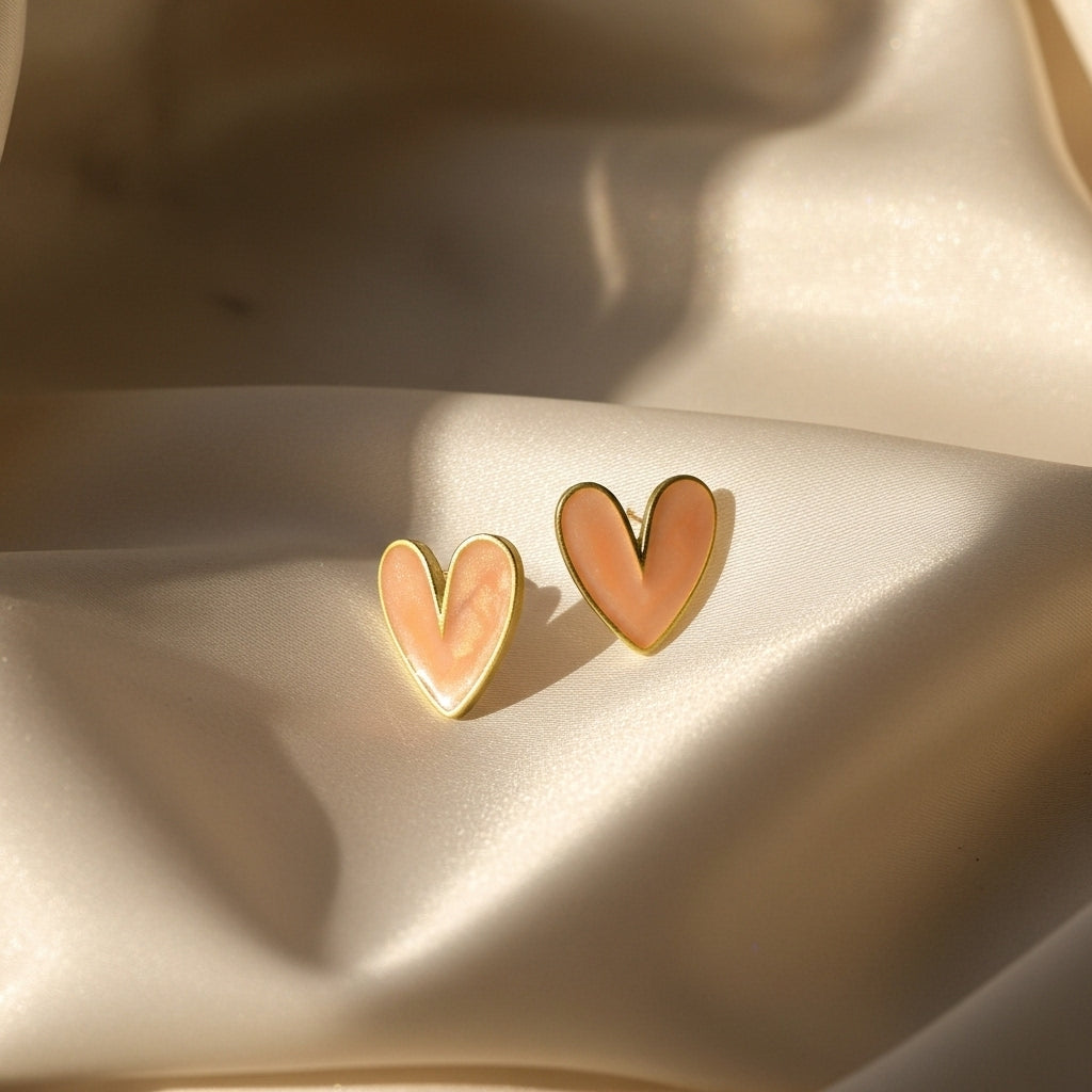 Blush Heart Studs