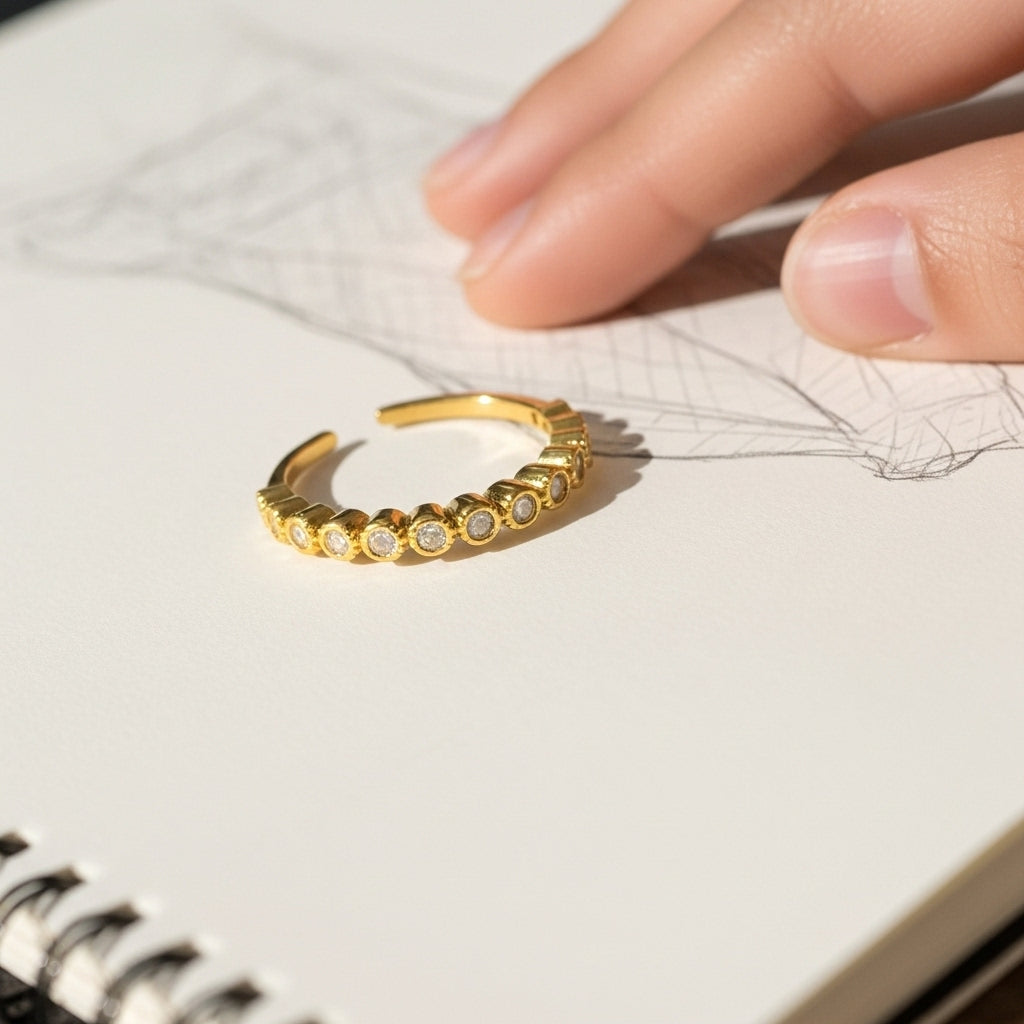 Gold Crystal Chain Ring