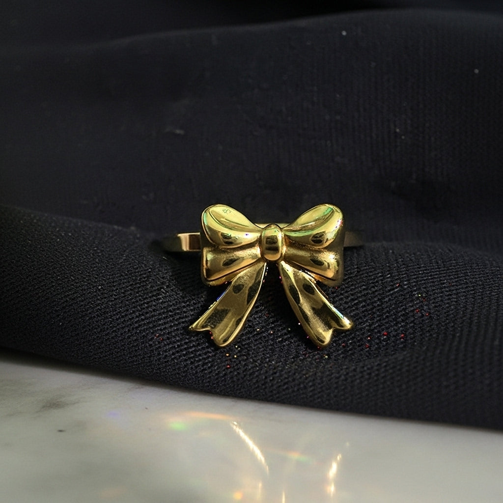 Gold Ribbon Bow Ring