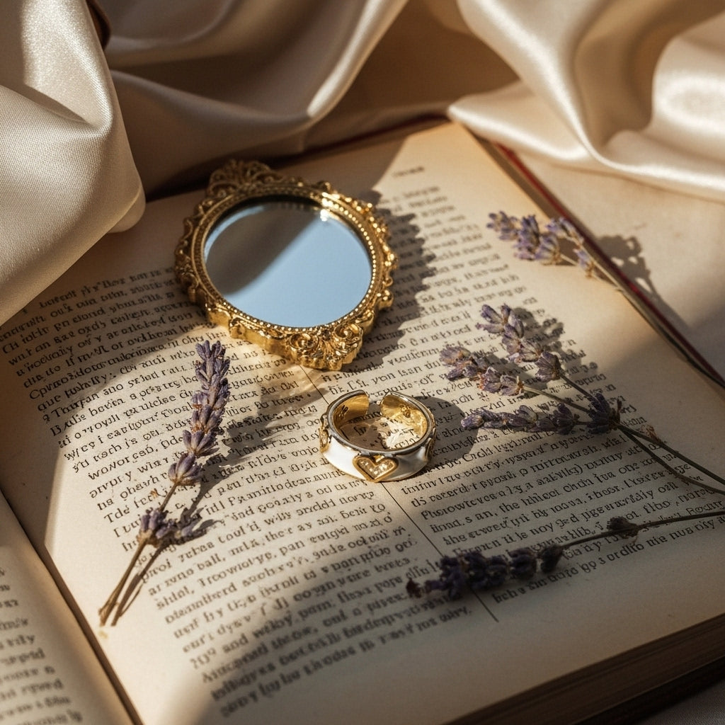 White Enamel Heart Ring