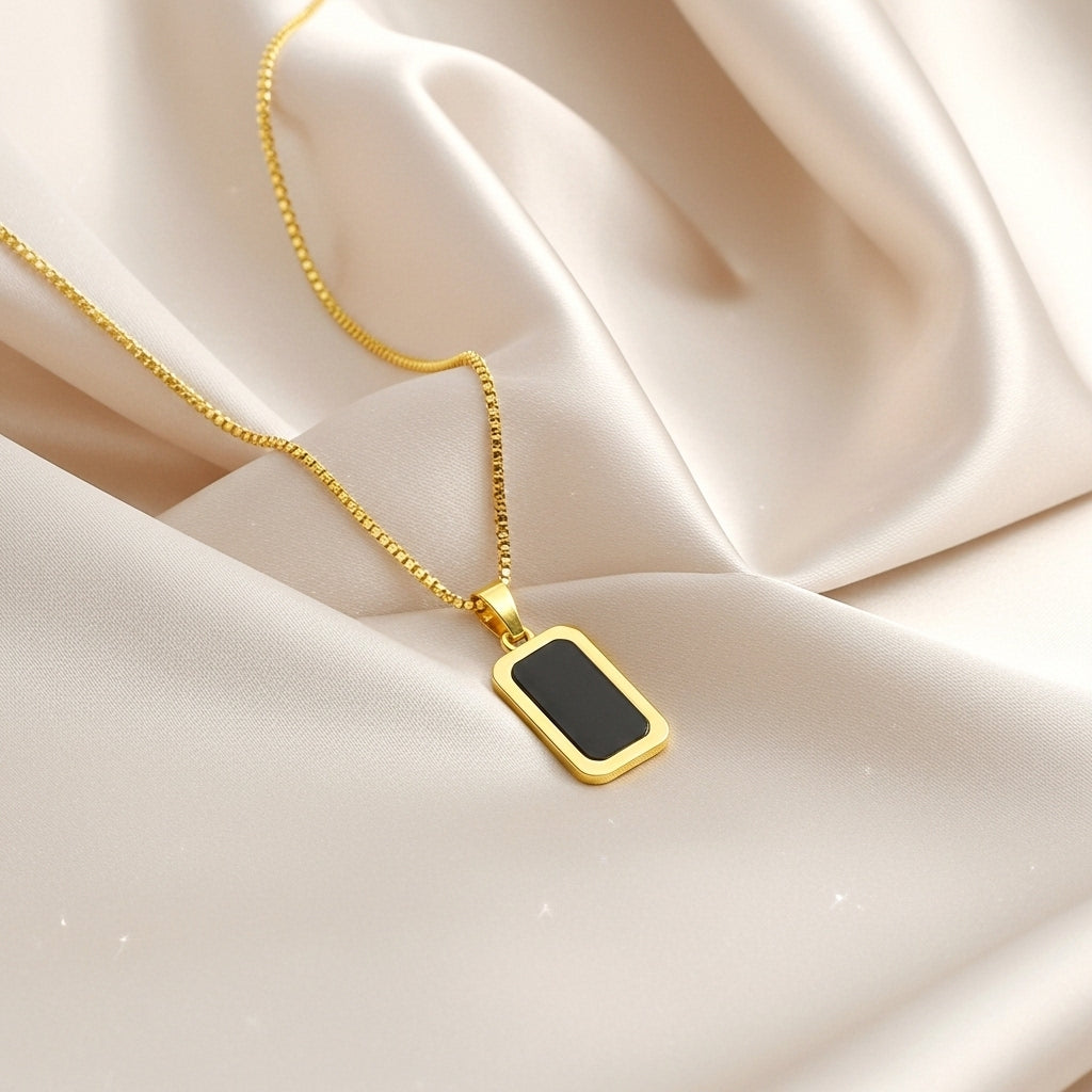 Black Onyx Rectangle Necklace