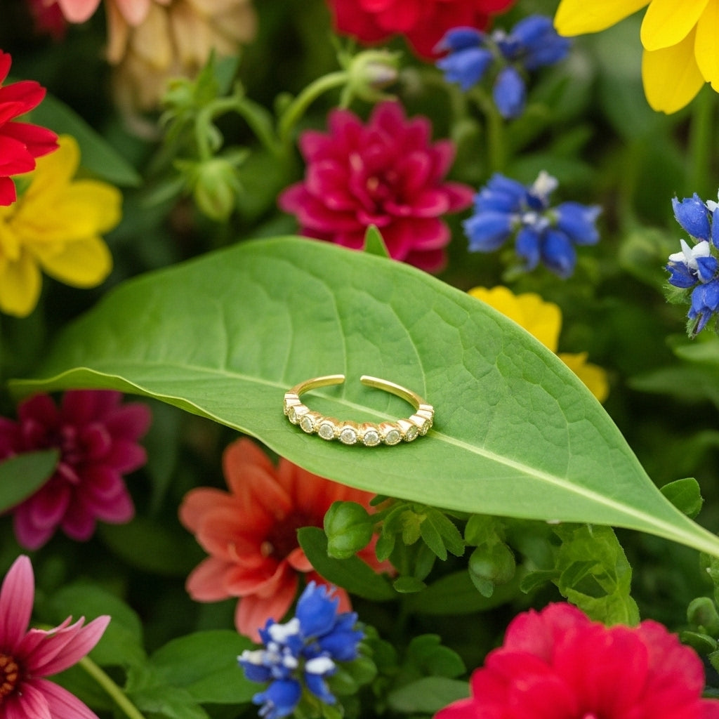 Gold Crystal Chain Ring