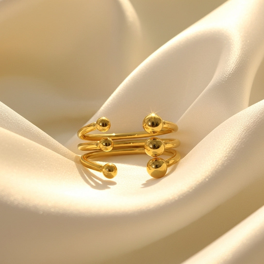 Gold Triple Ball Ring