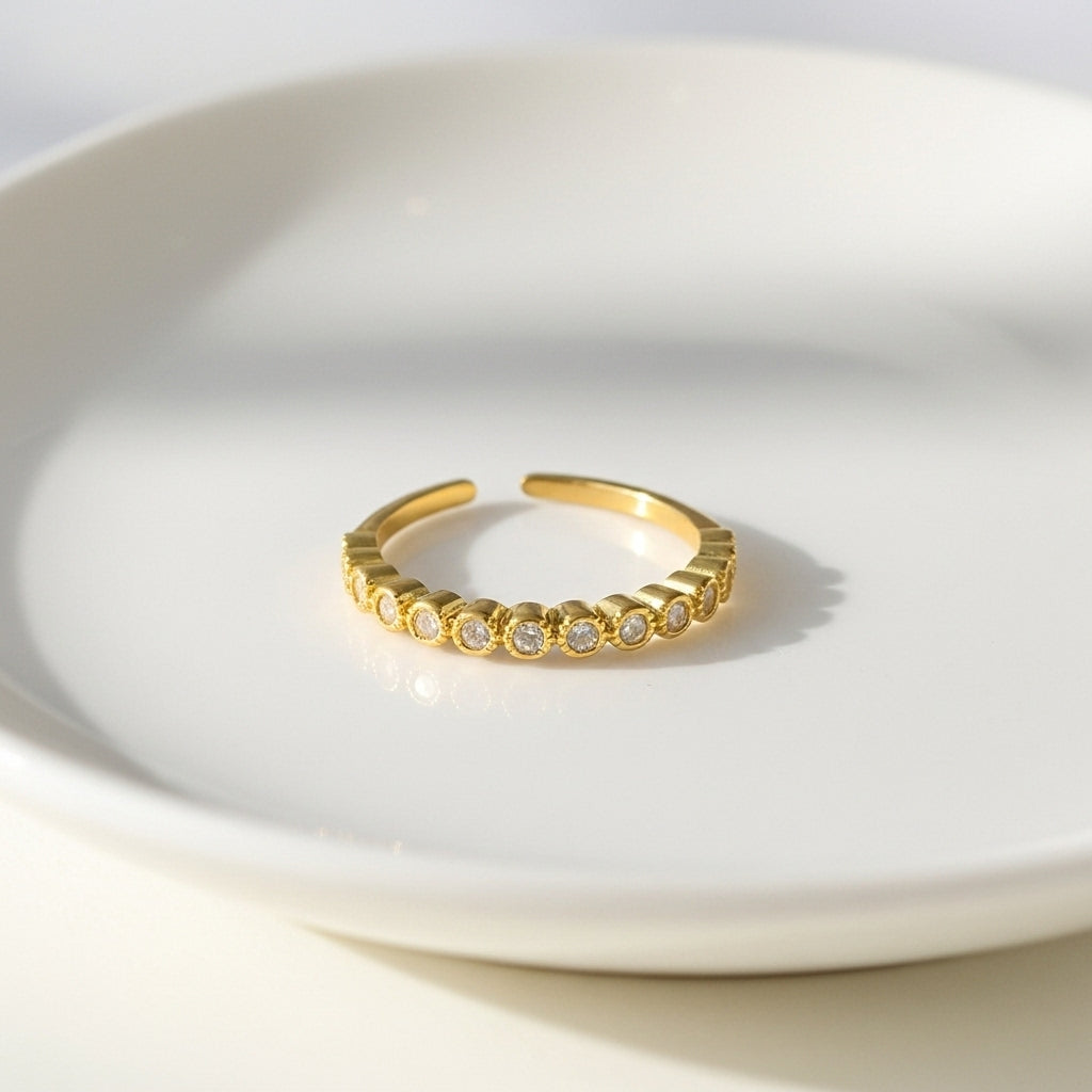 Gold Crystal Chain Ring