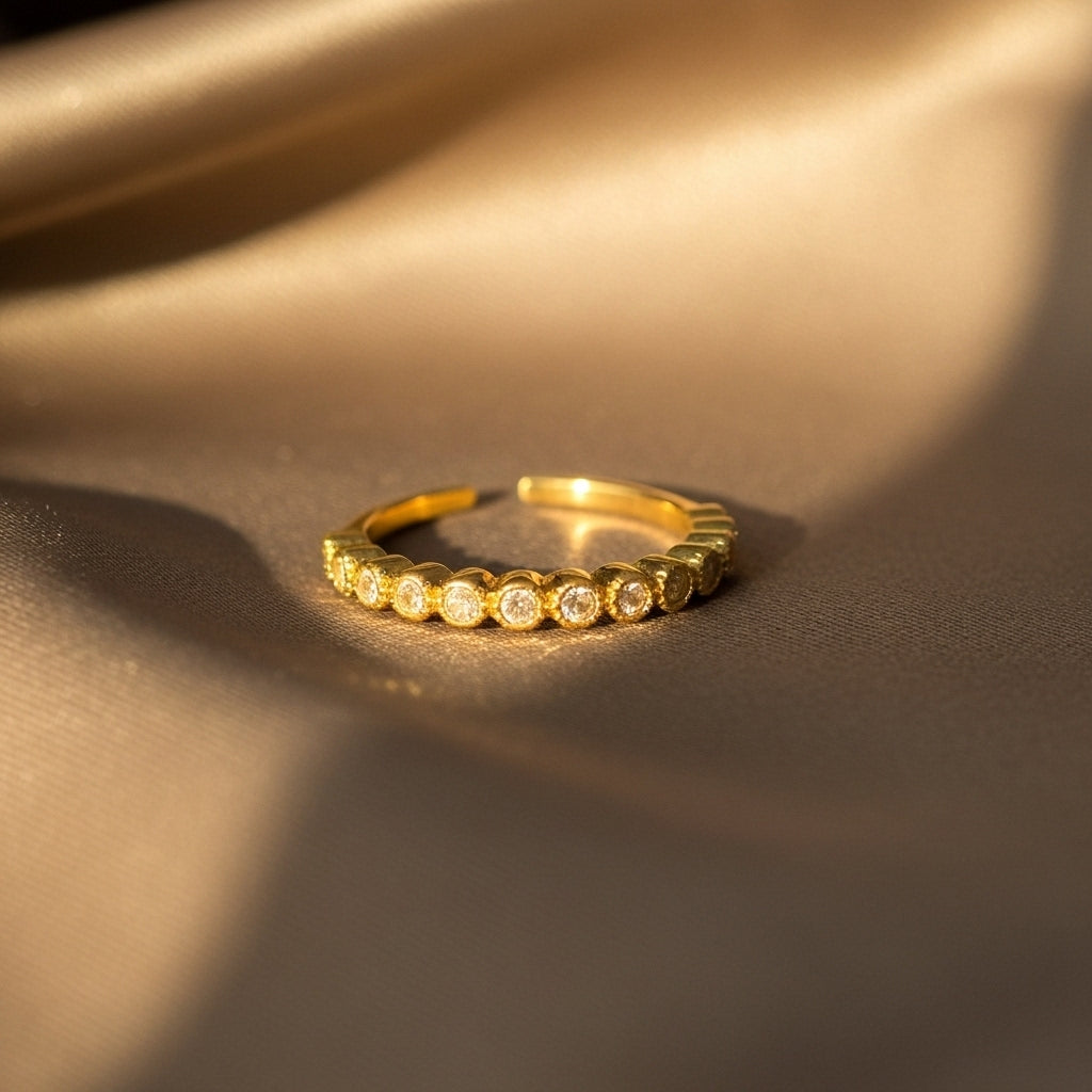 Gold Crystal Chain Ring