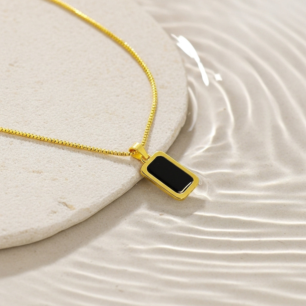 Black Onyx Rectangle Necklace
