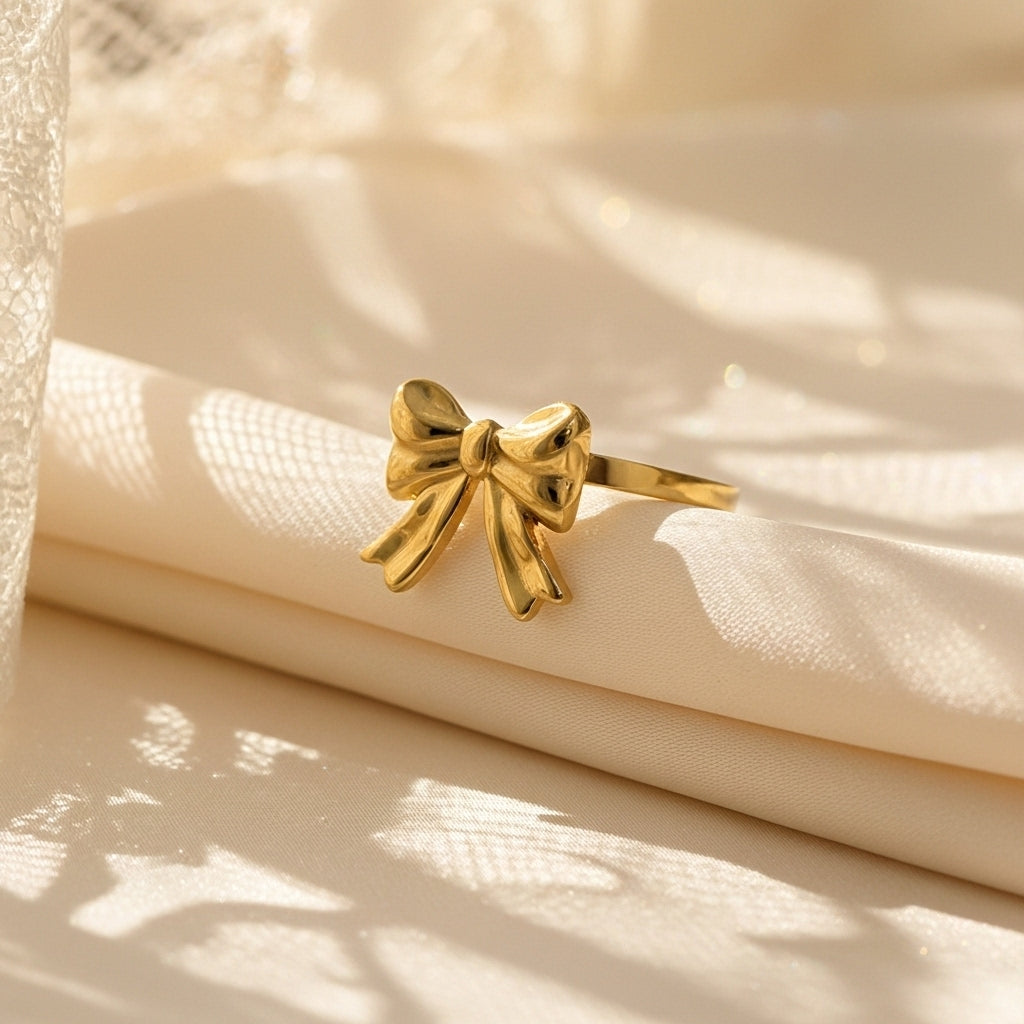 Gold Ribbon Bow Ring