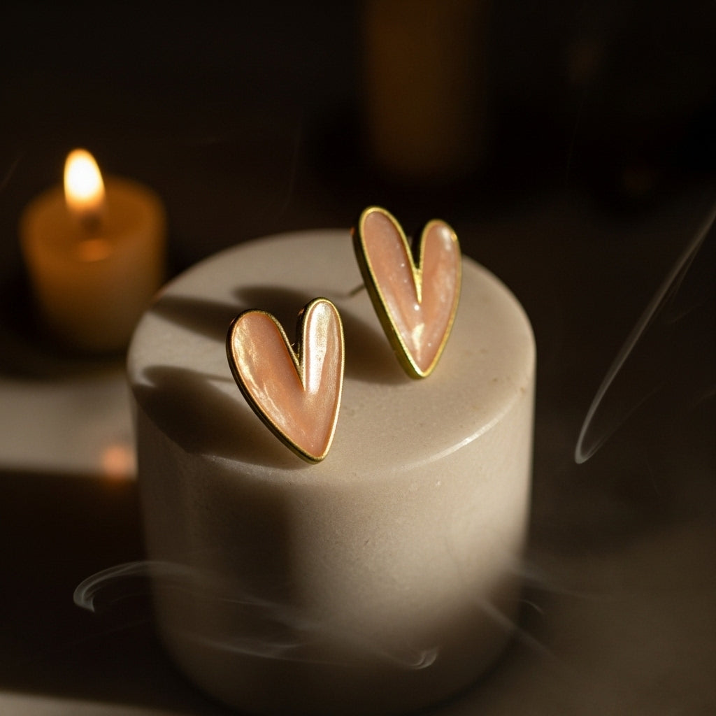 Blush Heart Studs