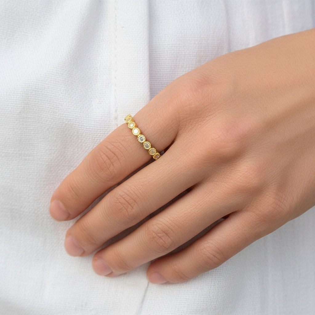 Gold Crystal Chain Ring