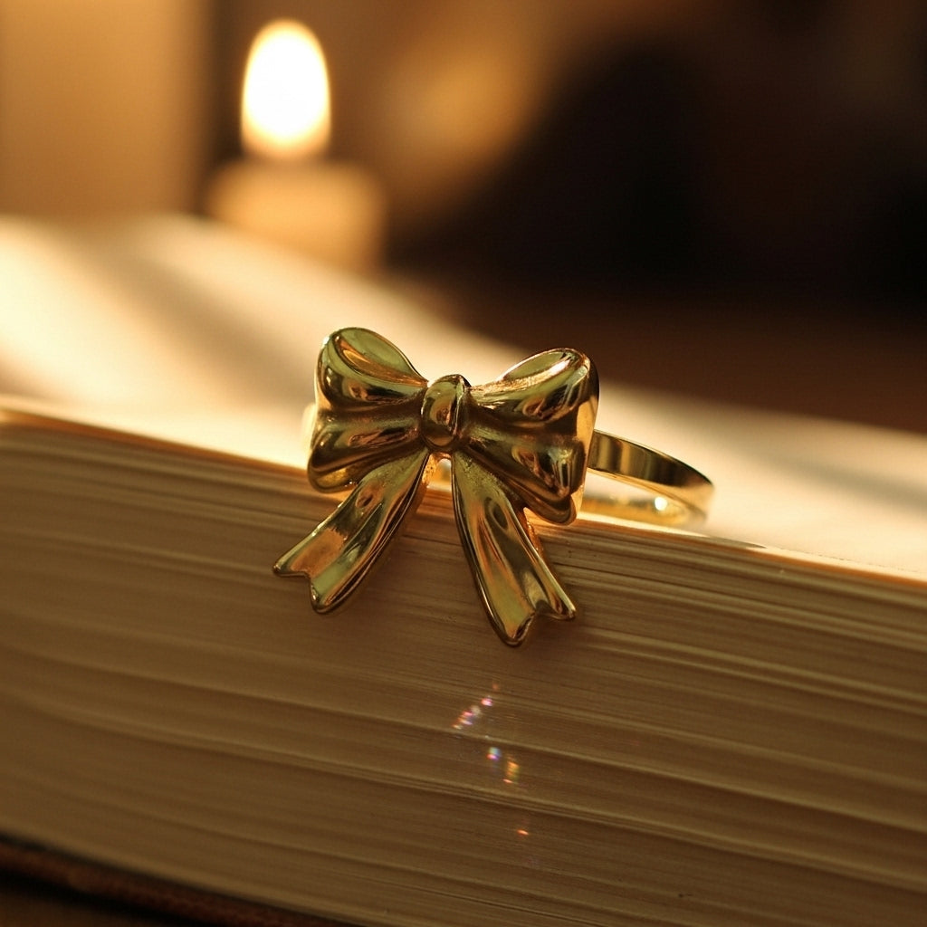 Gold Ribbon Bow Ring