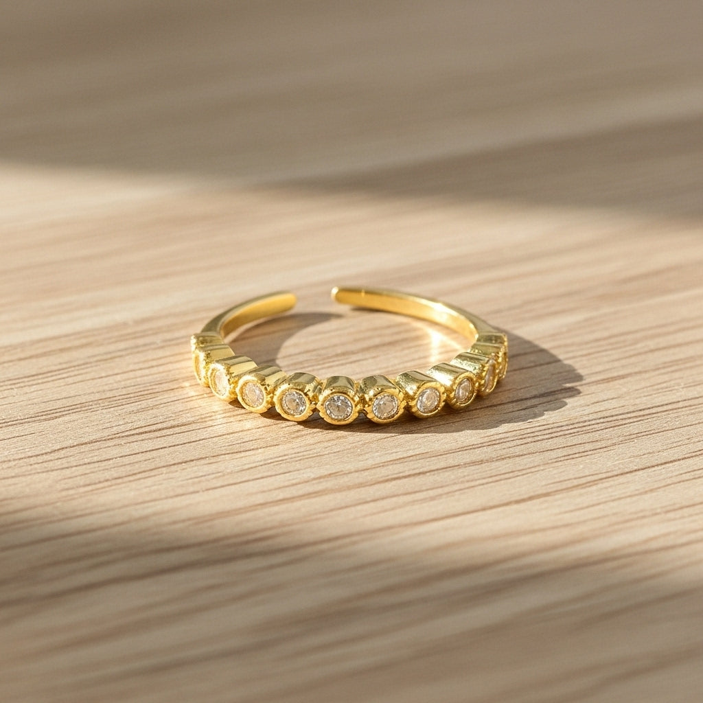 Gold Crystal Chain Ring