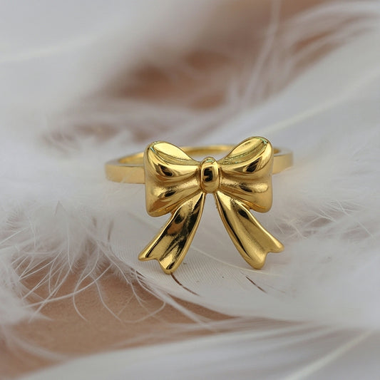 Gold Ribbon Bow Ring