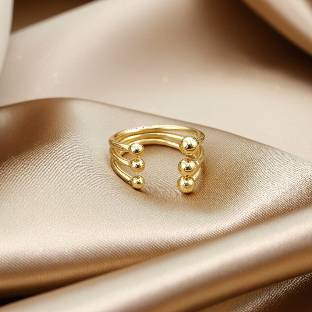 Gold Triple Ball Ring