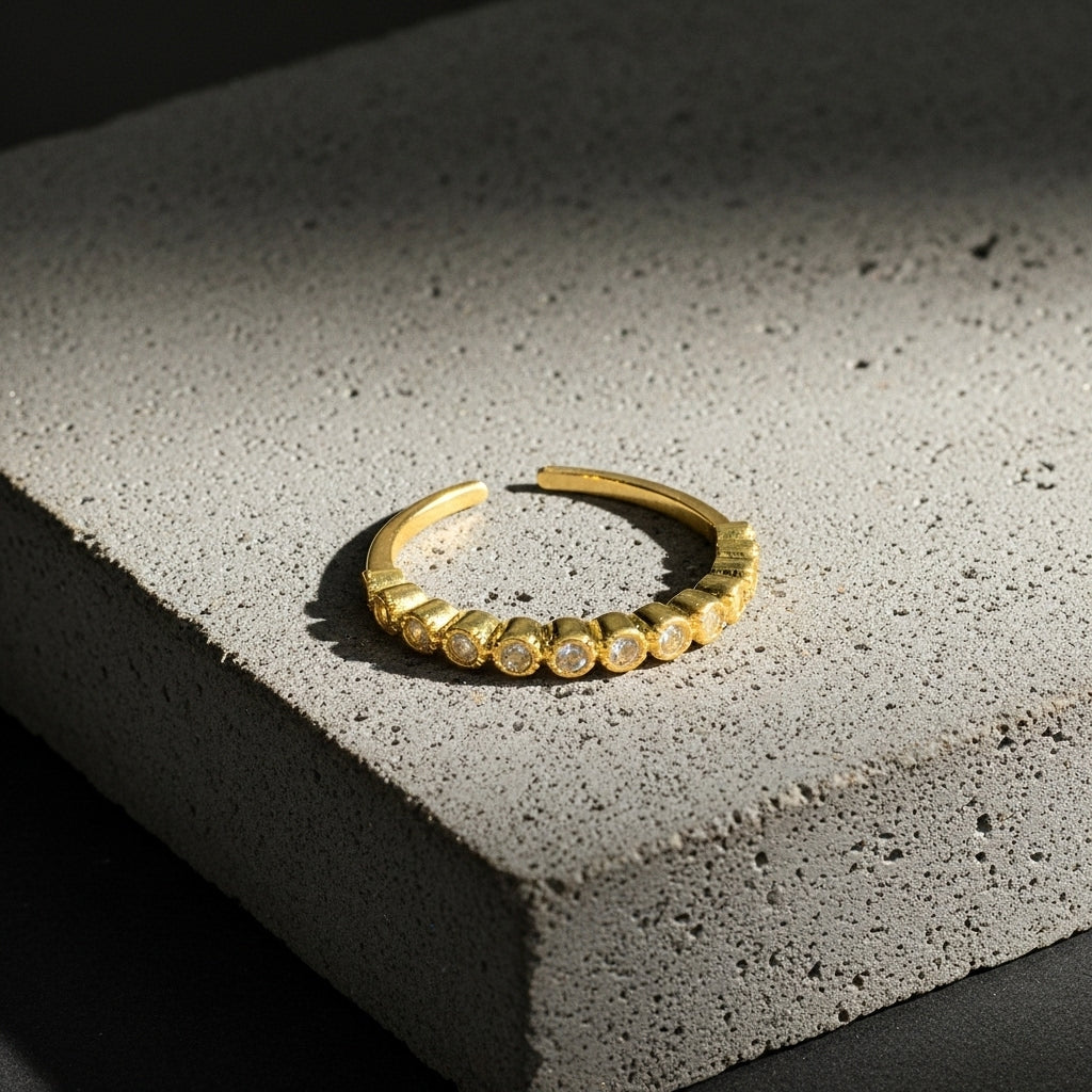 Gold Crystal Chain Ring
